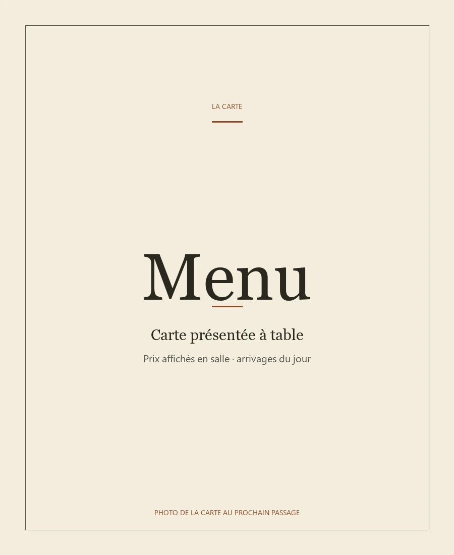 Carte La Fourchette Tahiti, photo de la carte au prochain passage